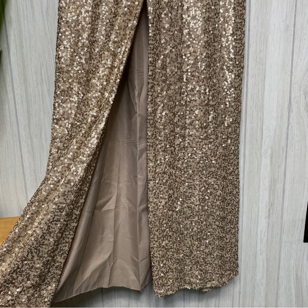 NEW Amsale Samantha Spaghetti Strap V Neck Sequin Gown BHLDN size 6 NWT - Picture 10 of 13